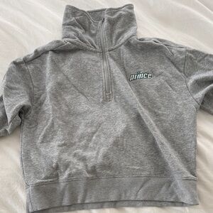 Prince Gray Half-Zip Pullover with Teal Logo